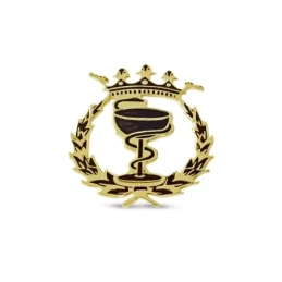 Insignia Profesional Farmacia Plata Ley 925m chapada oro láser 19 mm