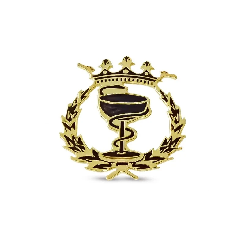 Insignia Profesional Farmacia Plata Ley 925m chapada oro láser 19 mm