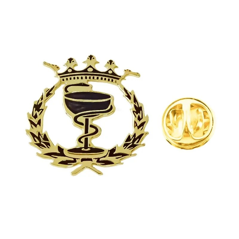 Insignia Profesional Farmacia Plata Ley 925m chapada oro láser 19 mm