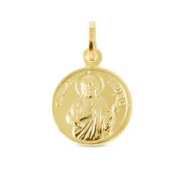 San Judas Tadeo Medalla Plata Ley 925m maciza chapada oro 15 mm.. Gra