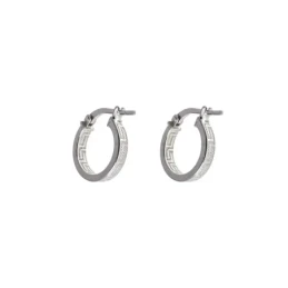 Aros Pendientes Plata Ley 925m mujer 10 mm. ancho 3 mm. detalle greca