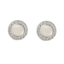 Pendientes Plata Ley 925m mujer 9 mm. piedra blanca centro detalle gr