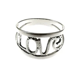 Sortija Plata Ley 925m mujer LOVE oxidado centro cabeza letras calada