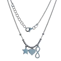 Gargantilla Plata Ley 925m mujer 41 cm. colgantes estrella corazón 8