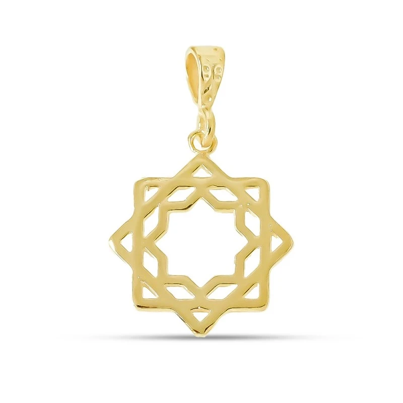 Cruz Tartésica Colgante Plata Ley 925m chapado oro 15 mm. calado