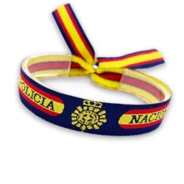 Policía Nacional Pulsera tela 22 cm. ancho 1.5 cm. ancho bandera Espa
