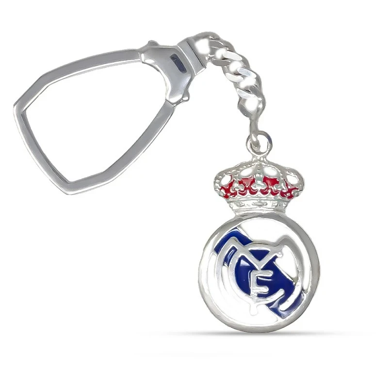 Real Madrid Club de Fútbol Llavero Plata Ley macizo 11 cm. esmaltado