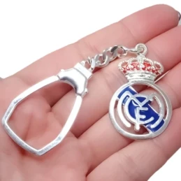 Real Madrid Club de Fútbol Llavero Plata Ley macizo 11 cm. esmaltado
