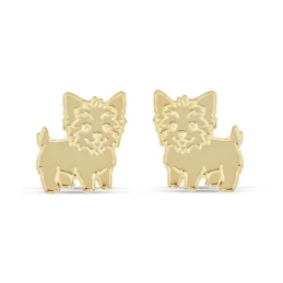 Perro Yorkshire Pendientes Plata Ley 925m. macizos chapados oro 9 mm.