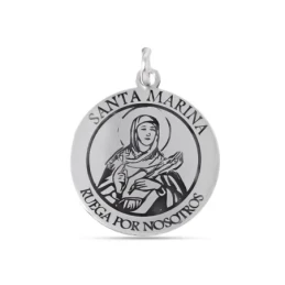 Santa Marina Medalla Plata Ley 925m maciza 20 mm. grabado láser lisa