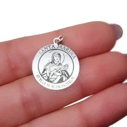 Santa Marina Medalla Plata Ley 925m maciza 20 mm. grabado láser. Grab