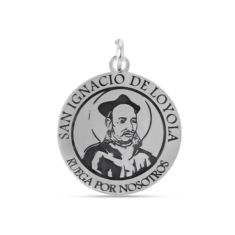 San Ignacio de Loyola Medalla Plata Ley 925m maciza 20 mm. grabado lá