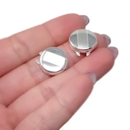 Cubrebotones plata Ley 925m redondos 16 mm. gemelos brillo franja mat