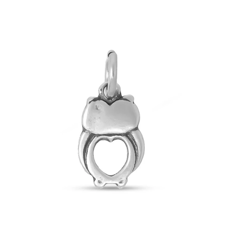Búho Colgante Plata Ley 925m macizo 14 mm. calado detalle corazón cen
