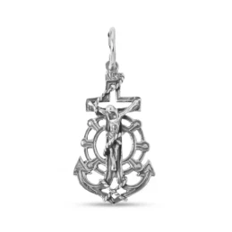 Cruz Marinera Colgante Plata Ley 925m unisex 25 mm. Cristo oxidada