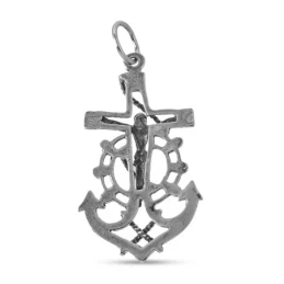 Cruz Marinera Colgante Plata Ley 925m unisex 38 mm. Cristo oxidada