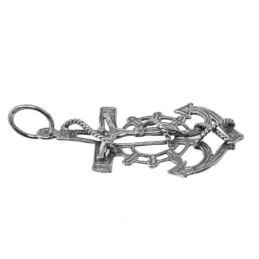 Cruz Marinera Colgante Plata Ley 925m unisex 38 mm. Cristo oxidada