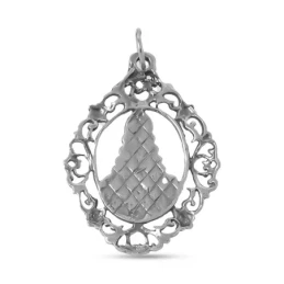 Virgen del Rocío Medalla Plata Ley 925 colgante 36 mm. oxidada detall