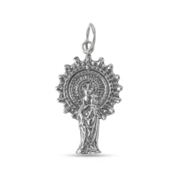 Virgen del Pilar Colgante Plata Ley 925m silueta 30 mm. oxidada