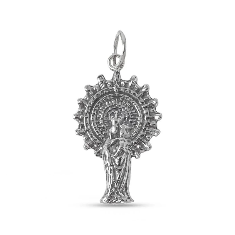 Virgen del Pilar Colgante Plata Ley 925m silueta 30 mm. oxidada