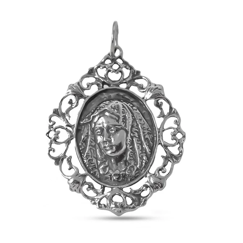 Esperanza Macarena de Sevilla Medalla Plata Ley 925m oxidada 37 mm. c