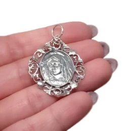Esperanza Macarena de Sevilla Medalla Plata Ley 925m oxidada 37 mm. c