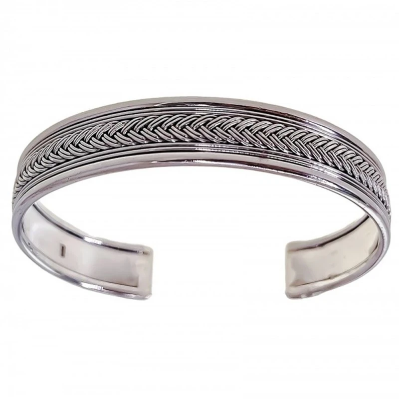 Pulsera Brazalete Plata Ley 925m mujer 60 mm. diámetro 12 mm. ancho d