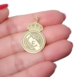 Real Madrid Colgante Plata Ley 925m macizo chapado oro 30 mm.. Grabac