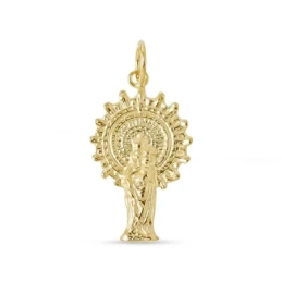 Virgen del Pilar Colgante Plata Ley 925m chapado oro silueta 30 mm.