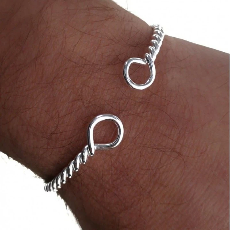 Pulsera Brazalete Plata Ley 925m hombre tonisa hilo reliado 4 mm. abi