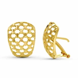 Pendientes Oro 18k mujer 18 mm. lisos detalles formas caladas