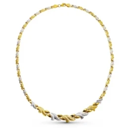 Gargantilla Oro Bicolor 18k mujer detalles combinados liso