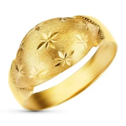 Sortija Oro 18k mujer mate brillo detalles tallados centro forma entr