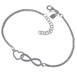 Pulsera Plata Ley 925m mujer 17 cm. cadena topo combinada rizada cora