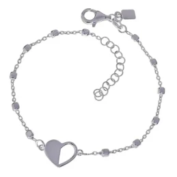 Pulsera Plata Ley 925m mujer 17 cm. cadena combinada cuadros 2.2 mm.