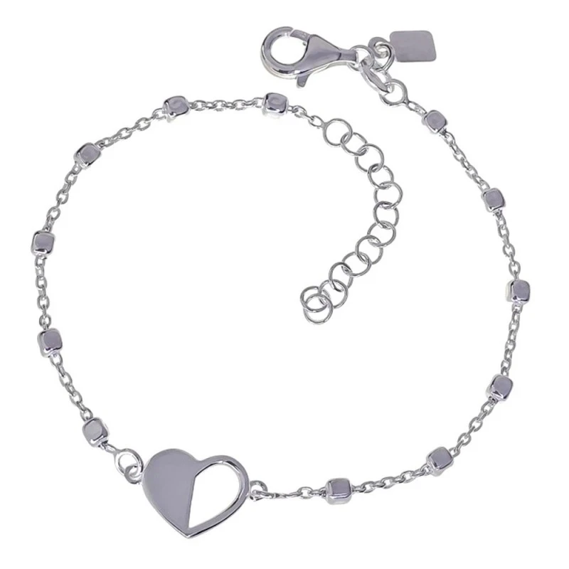 Pulsera Plata Ley 925m mujer 17 cm. cadena combinada cuadros 2.2 mm.