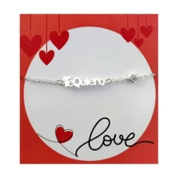 Pulsera Plata Ley 925m mujer 16 cm. mensaje TE QUIERO 25 mm. circonit