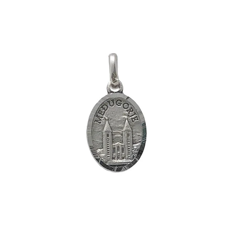 Medalla plata Ley 925m escapulario macizo Virgen de Medjugorje Reina de la Paz santuario unisex