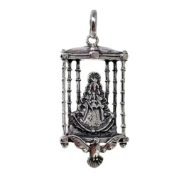 Virgen del Rocío Colgante Medalla Plata Ley 925m unisex 30 mm. sobre