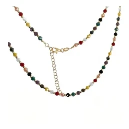 Gargantilla Plata Ley 925m chapada oro 38 cm. piedras colores combina