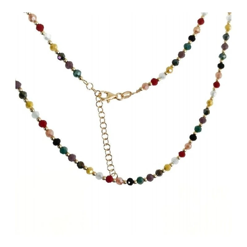Gargantilla Plata Ley 925m chapada oro 38 cm. piedras colores combina