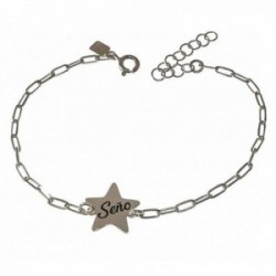 Pulsera plata Ley 925m cadena SEÑO forzada 17 cm. profe estrella